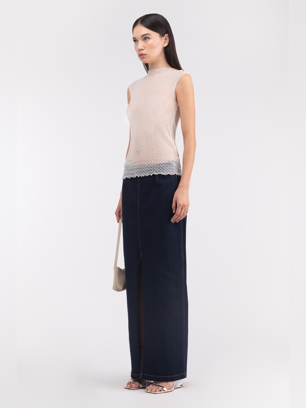 Oak & Fort Denim Column Maxi Skirt